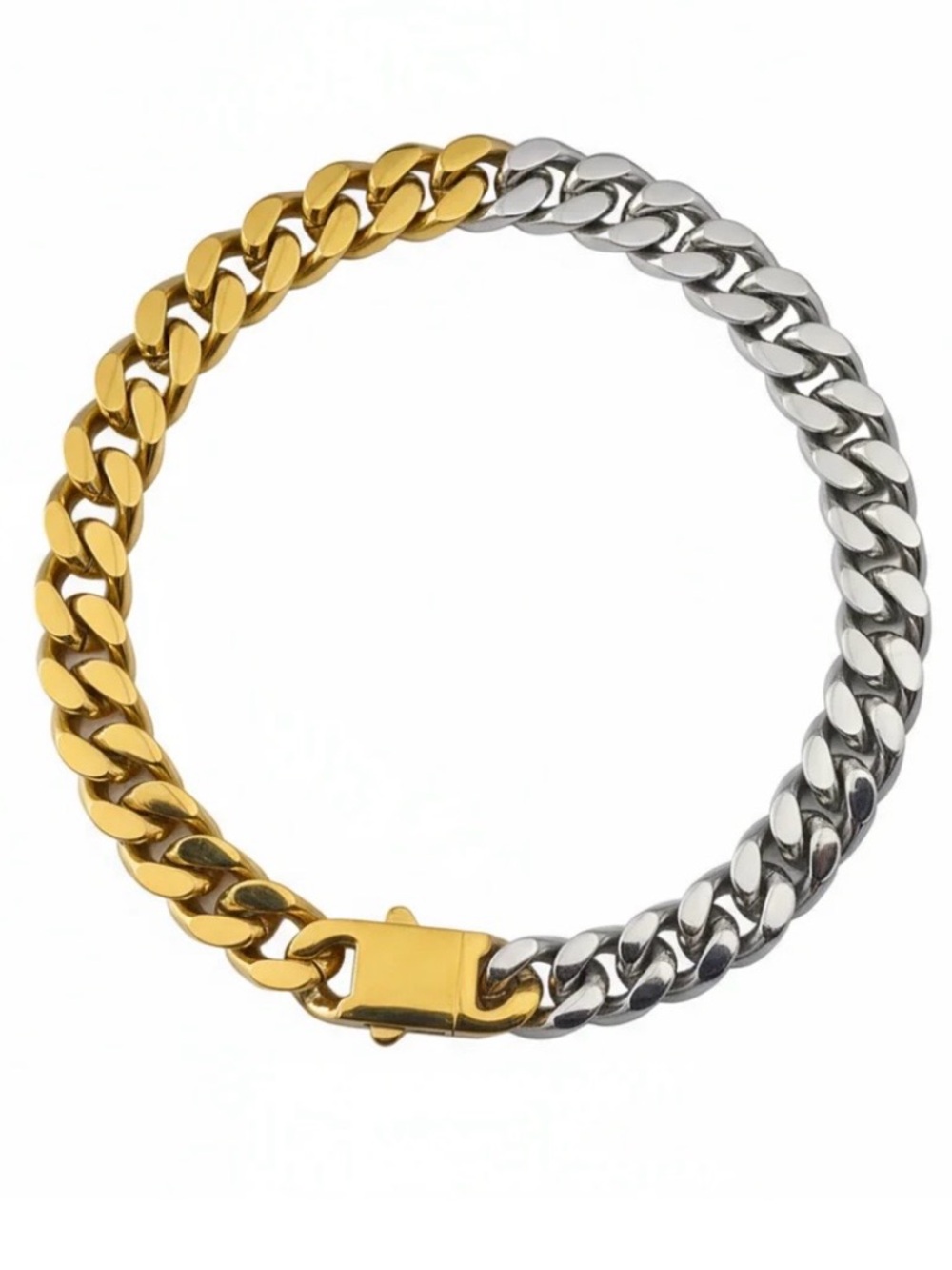 Two-Tone Gold & Silver Cuban Link Necklace